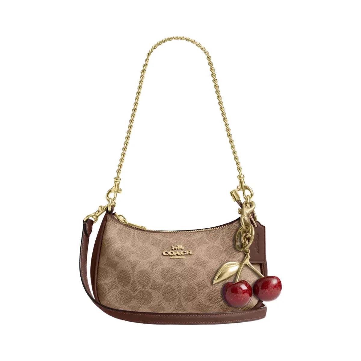 Coach Teri Mini Crossbody Bag In Signature Canvas in Gold Tan Brown
