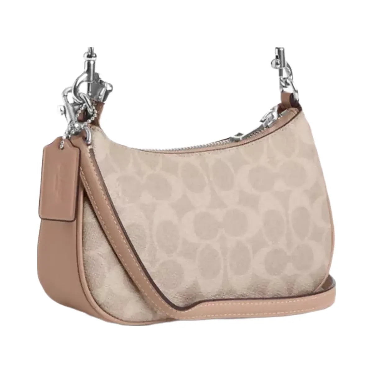 Coach Teri Mini Crossbody Bag In Signature Canvas in Silver Sand Taupe
