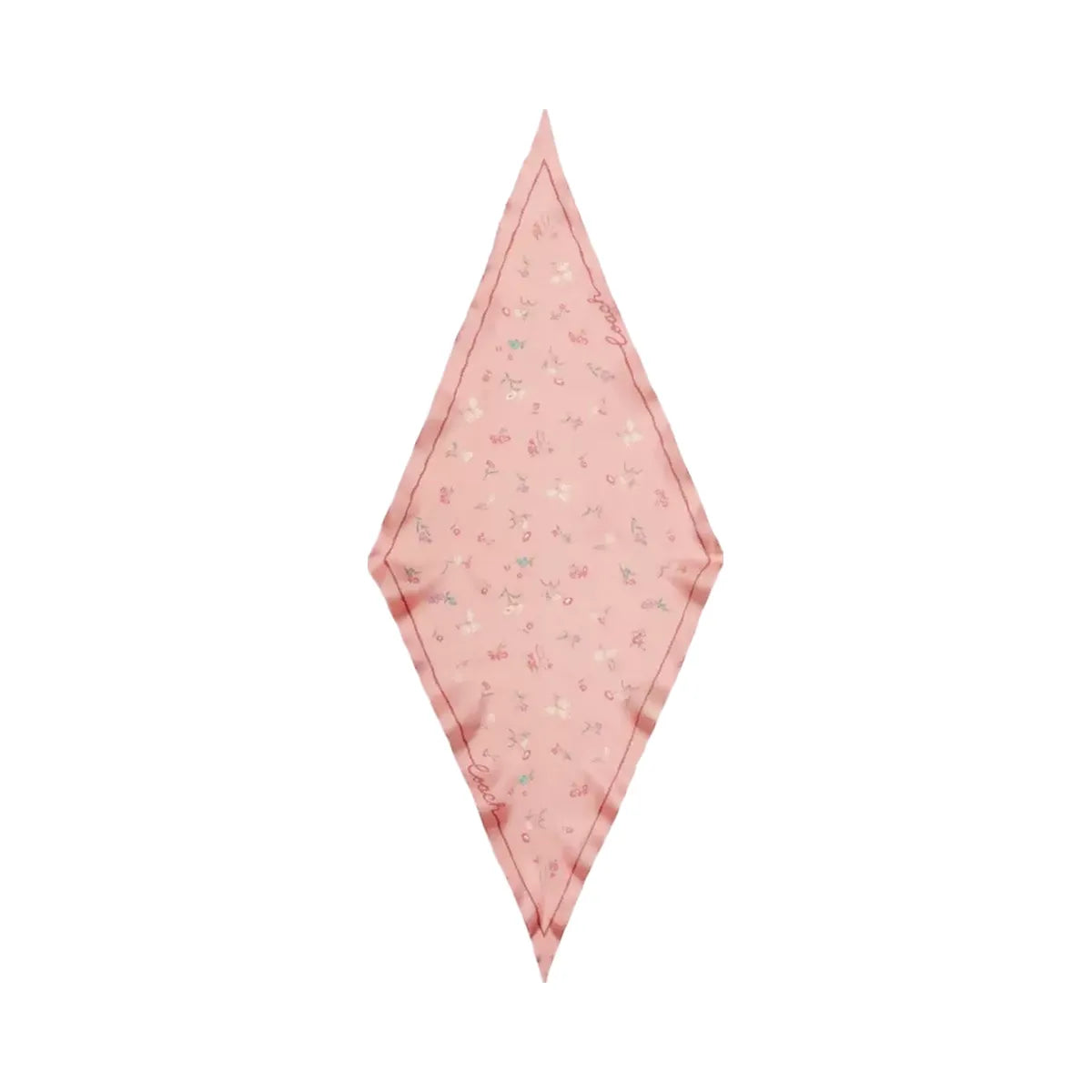 Coach Tossed Floral Print Silk Diamond Scarf in Powder Pink
