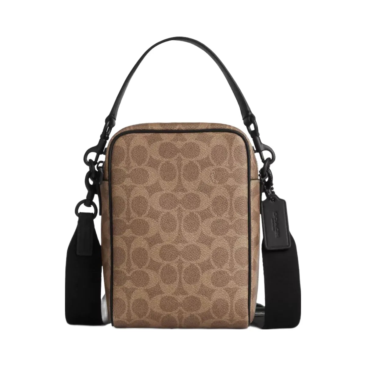 Coach Tristan Crossbody Bag 14 In Signature Canvas in Matte Black Tan Black