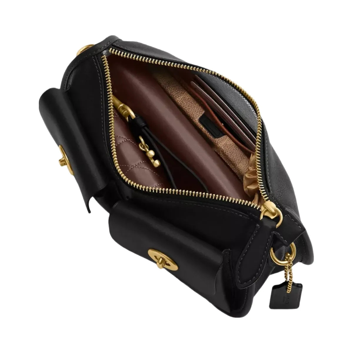 Coach Twin Turnlock Waverly Bag in Brass Black