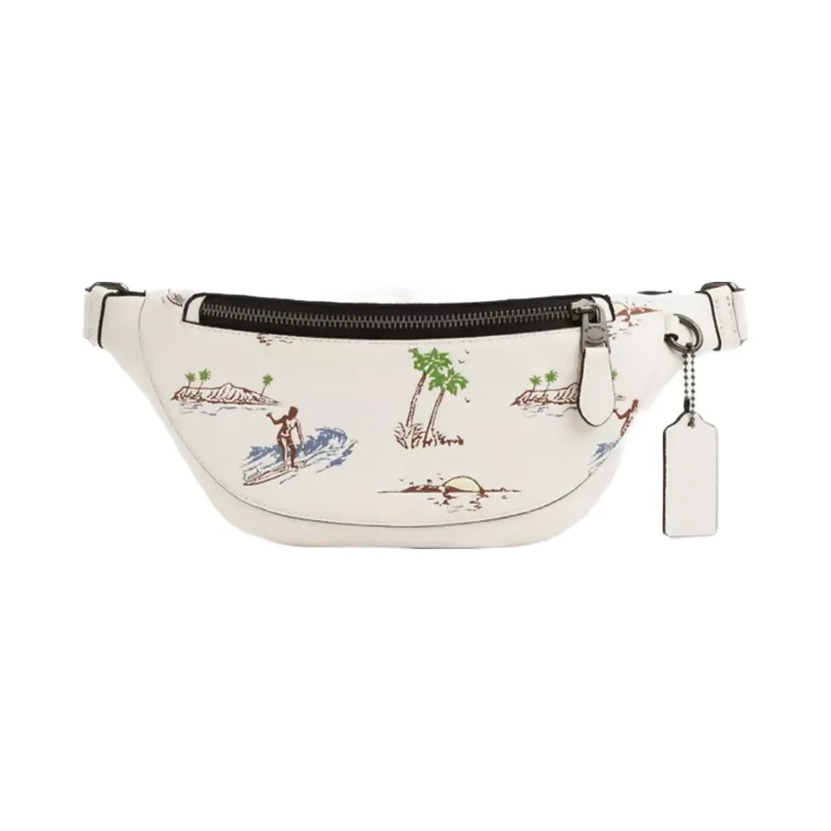 Coach Warren Mini Belt Bag With Surf Print in Gunmetal Chalk Multi