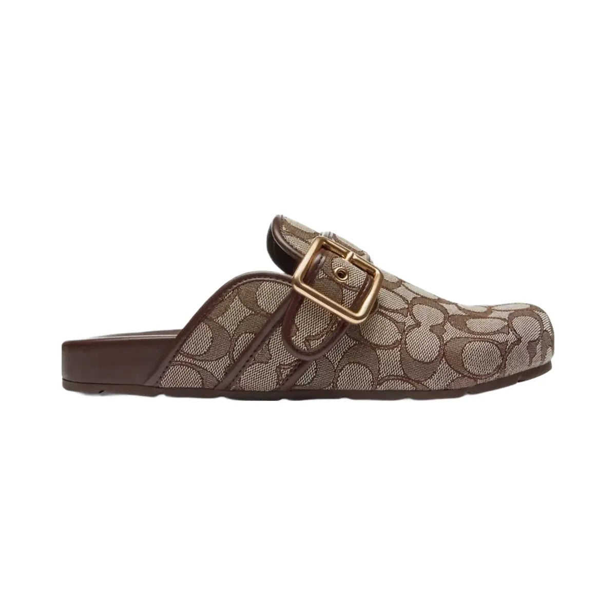 Coach Women's Archival Buckle Clog In Signature Jacquard Oak Maple