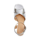 Coach Women's Block Heel Sandal Metallic Silver