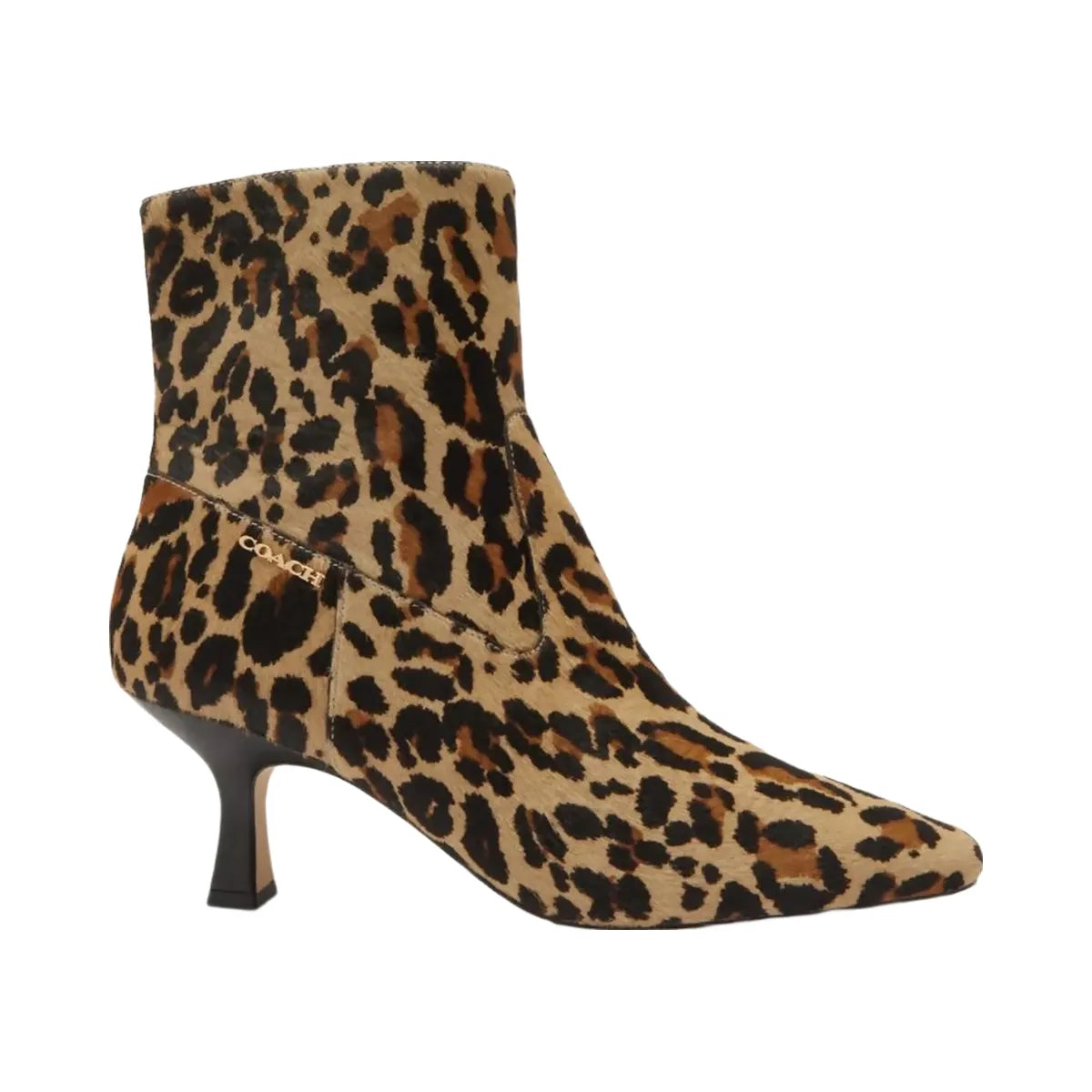 Coach Women's Kitten Heel Bootie With Leopard Print Tan & Black