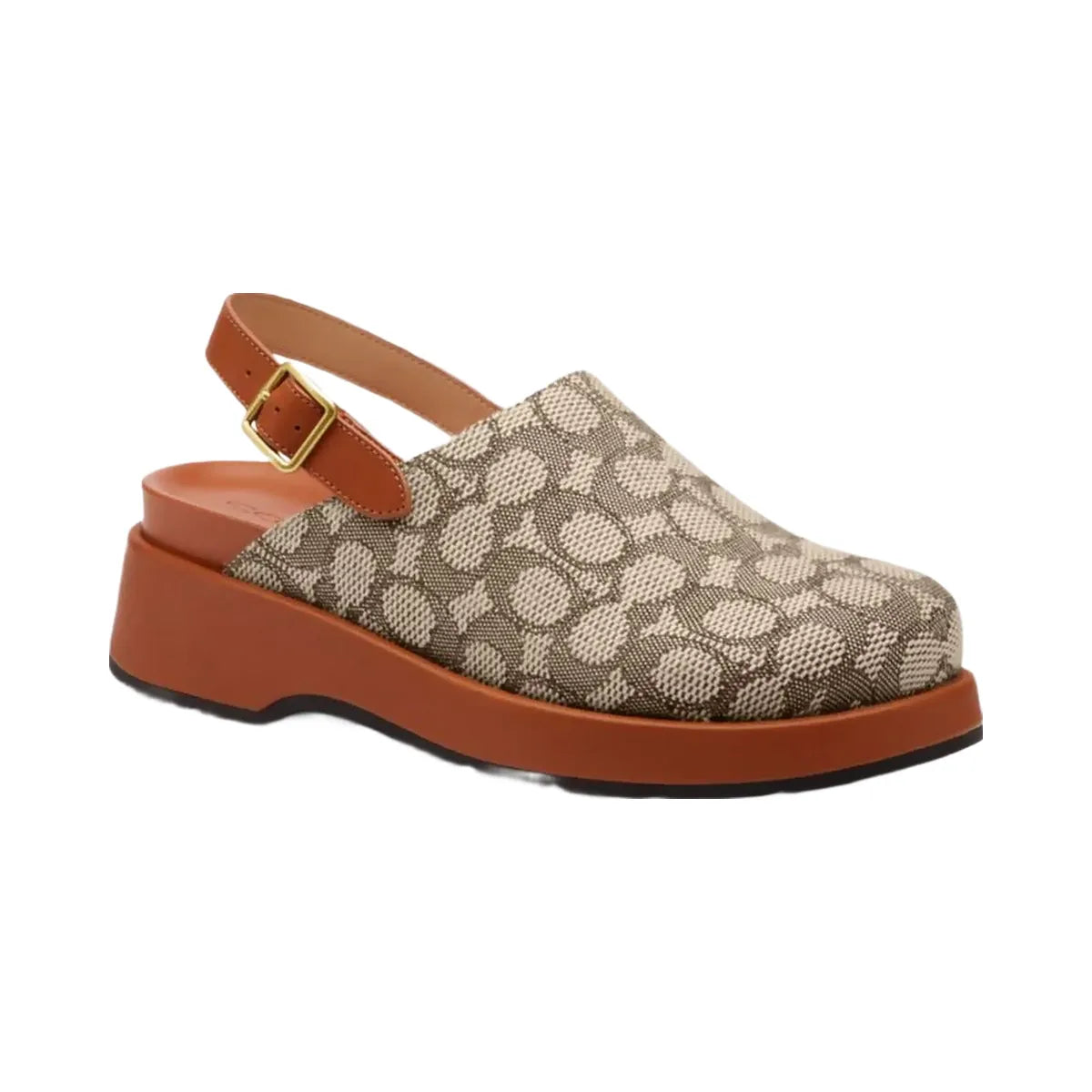 Coach Women's Sculpted C Platform Clog In Signature Textile Jacquard Cocoa Burnished Amber