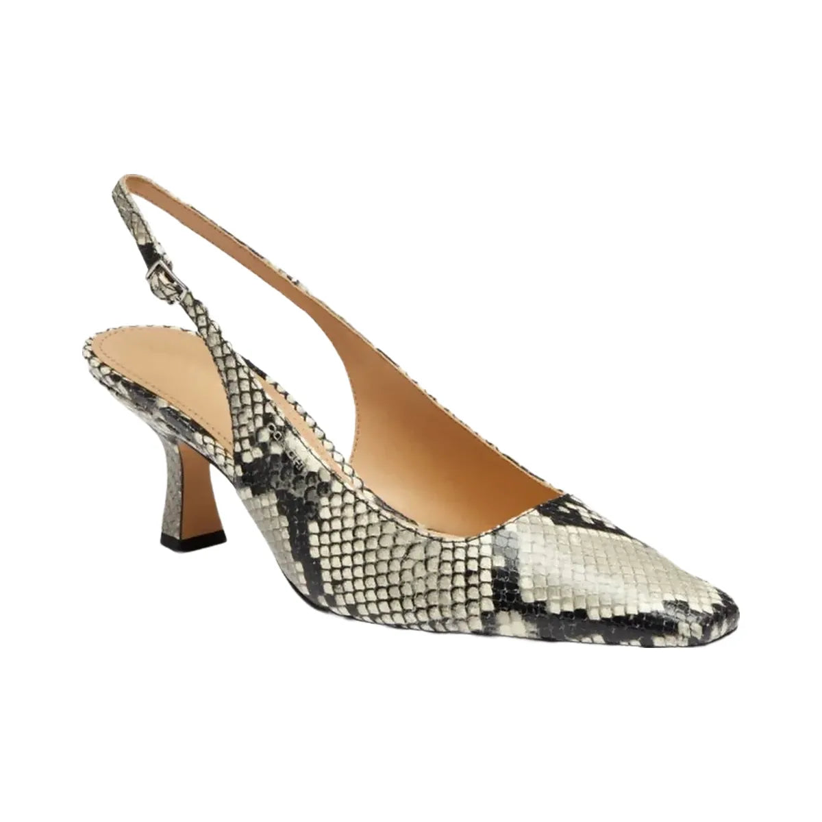 Coach Women's Slingback Heel With Snake Print Natural