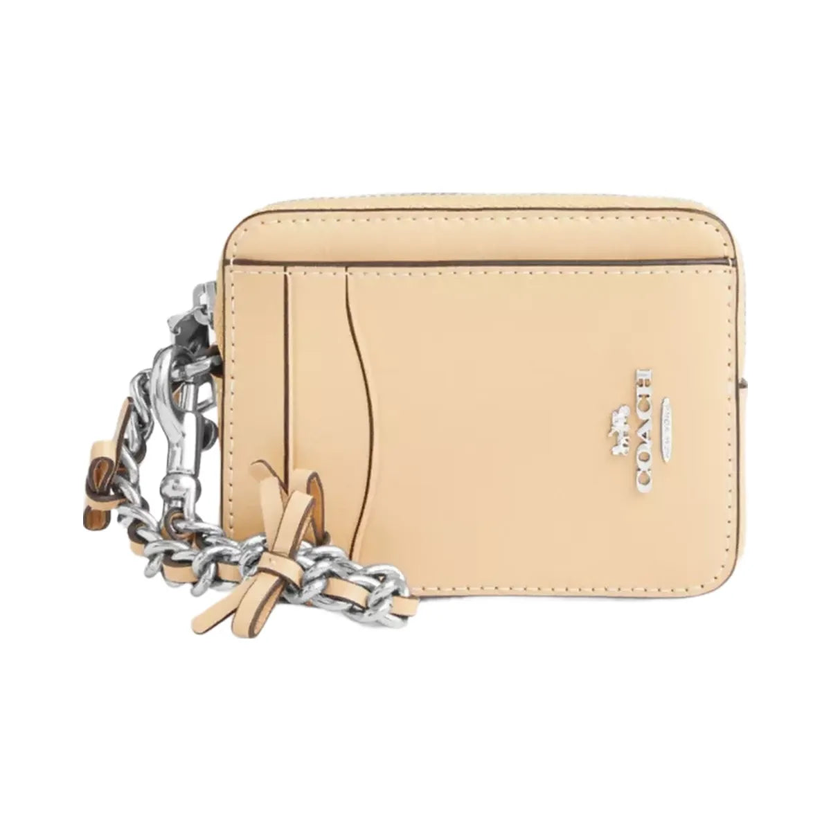 Coach Zip Card Case With Bows in Silver Light Sand
