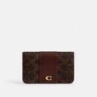 Coach Essential Slim Card Case In Signature Canvas Brass Maple