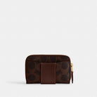 Coach Essential Small Zip Around Card Case In Signature Canvas Brass Maple