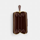 Coach Essential Small Zip Around Card Case In Signature Canvas Brass Maple