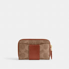 Coach Essential Small Zip Around Card Case In Signature Canvas Brass Tan Caramel