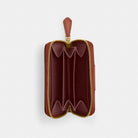 Coach Essential Small Zip Around Card Case In Signature Canvas Brass Tan Caramel