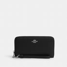 Coach Long Zip Around Wallet Silver Black