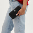 Coach Long Zip Around Wallet Silver Black