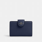 Coach Medium Corner Zip Wallet Black Antique Nickel True Navy