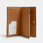 Coach Slim Zip Wallet In Signature Canvas With Stripe Gold Light Khaki Chalk Lt Saddle