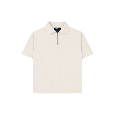 Cream Half Sleeves Quarter Zip