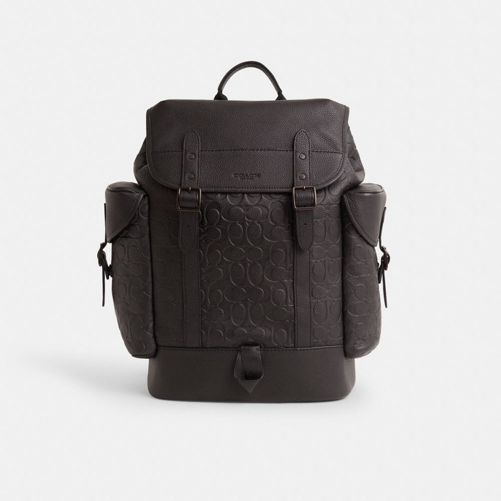 Coach Restored Hitch Backpack In Signature Leather Black
