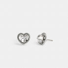 Coach Halo Heart Stud Earrings Silver