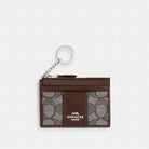 Coach Mini Skinny Id Case In Signature Jacquard Silver Oak Maple