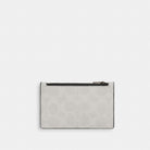 Coach Zip Card Case In Signature Canvas Chalk & Black