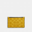 Coach Zip Card Case In Signature Canvas Silver Canary