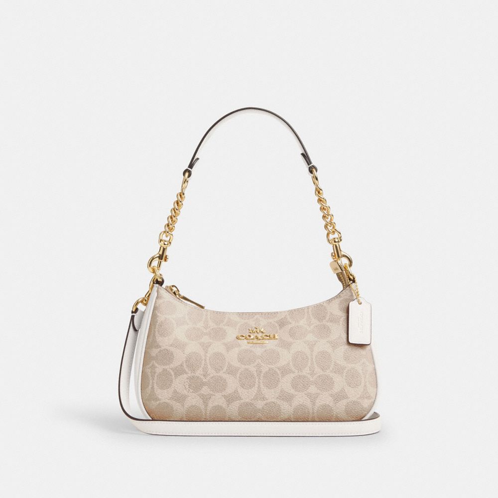 Coach Teri Shoulder Bag In Signature Canvas Gold Sand Chalk – Dawntown