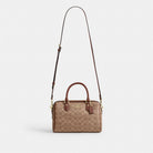 Coach Rowan Satchel Bag In Signature Canvas Gold Tan Brown