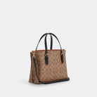 Coach Mollie Tote Bag 25 In Signature Canvas Gold Tan Black