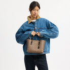 Coach Mollie Tote Bag 25 In Signature Canvas Gold Tan Black