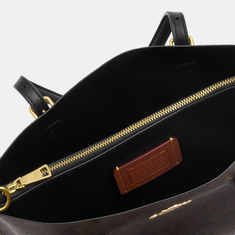 Coach Mollie Tote Bag 25 In Signature Canvas Gold Walnut Black