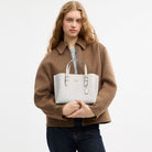 Coach Mollie Tote Bag 25 In Signature Canvas Gold White Chalk