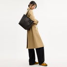 Coach City Tote Bag In Signature Canvas Gold Walnut Black