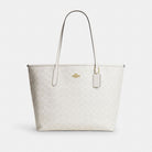 Coach City Tote Bag In Signature Canvas Gold White Chalk