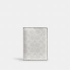 Coach Passport Card Case In Signature Canvas Gunmetal Chalk Black