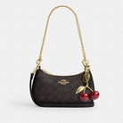 Coach Teri Mini Crossbody Bag In Signature Canvas Gold Walnut Black