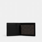 Coach Boxed 3 In 1 Wallet Gift Set In Signature Canvas Gunmetal Walnut Black