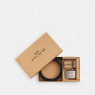 Coach Boxed Plaque And Harness Buckle Cut To Size Reversible Belt, 38 Mm Gunmetal Charcoal Black
