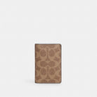 Coach Id Wallet In Signature Canvas Tan & Black