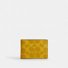 Coach Compact Billfold Wallet In Signature Canvas Canary