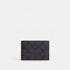 Coach Compact Billfold Wallet In Signature Canvas Charcoal Black