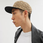 Coach Signature Jacquard Flat Brim Hat Khaki Black