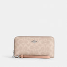 Coach Long Zip Around Wallet In Signature Canvas Silver Sand Taupe