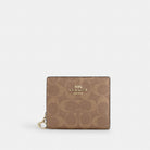 Coach Snap Wallet In Signature Canvas Gold Tan Brown