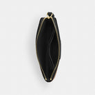 Coach Corner Zip Wristlet In Signature Canvas With Stripe Gold Tan Black