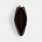 Coach Corner Zip Wristlet In Signature Canvas With Stripe Gold Walnut Black