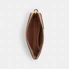 Coach Corner Zip Wristlet In Signature Canvas With Stripe Gold Sand Chalk