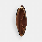 Coach Corner Zip Wristlet In Signature Canvas With Stripe Gold Tan Brown