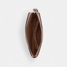 Coach Corner Zip Wristlet In Signature Canvas With Stripe Silver Sand Taupe